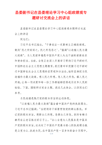 县委副书记在县委理论学习中心组政绩观专题研讨交流会上的讲话