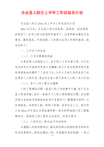 乐业县人防办上半年工作总结及计划