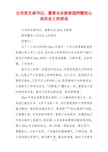 公司党支部书记、董事长在新春团拜暨收心动员会上的讲话