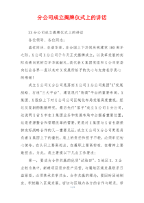 分公司成立揭牌仪式上的讲话