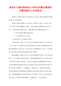 某局关于做好度政务公开突出问题及薄弱环节整改提升工作的报告