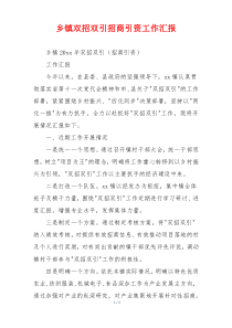 乡镇双招双引招商引资工作汇报