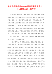 分管经济副县长在中心组学习暨贯彻党的二十大精神会议上的发言