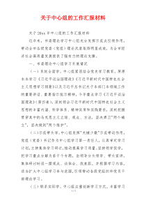 关于中心组的工作汇报材料