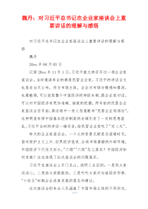 魏丹：对习近平总书记在企业家座谈会上重要讲话的理解与感悟