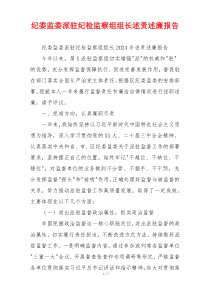 纪委监委派驻纪检监察组组长述责述廉报告