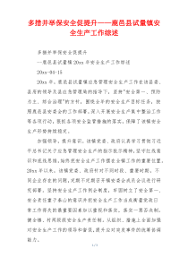 多措并举保安全促提升——鹿邑县试量镇安全生产工作综述