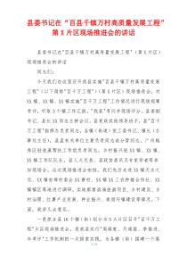 县委书记在“百县千镇万村高质量发展工程”第X片区现场推进会的讲话