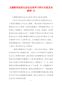 主题教育组织生活会会前学习研讨交流发言提纲 23