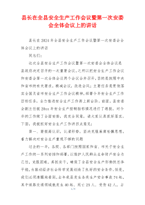 县长在全县安全生产工作会议暨第一次安委会全体会议上的讲话