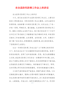 在全县防汛防滑工作会上的讲话