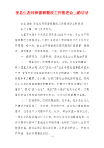 在县生态环保督察整改工作推进会上的讲话