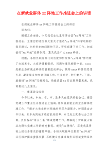 在新就业群体xx阵地工作推进会上的讲话