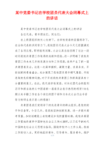 某中党委书记在学校团员代表大会闭幕式上的讲话