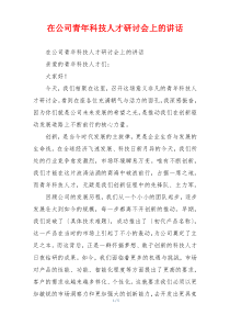 在公司青年科技人才研讨会上的讲话