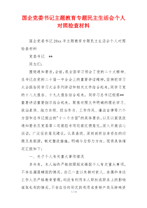 国企党委书记主题教育专题民主生活会个人对照检查材料