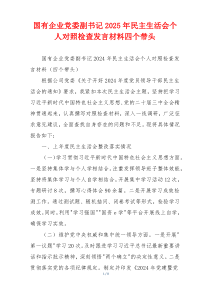 国有企业党委副书记2025年民主生活会个人对照检查发言材料四个带头