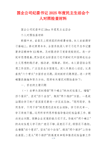 国企公司纪委书记2025年度民主生活会个人对照检查材料