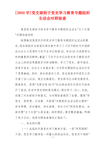 [3900字]党支部班子党史学习教育专题组织生活会对照检查