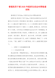 普通党员干部2025年组织生活会对照检查材料