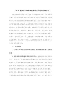 2024年度办公室班子民主生活会对照检查材料