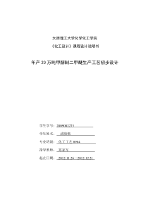 年产100万吨二甲醚的初步工艺设计(石河子大学本科毕业