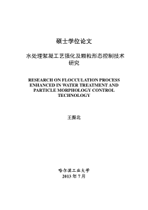 水处理絮凝工艺强化及颗粒形态控制技术研究