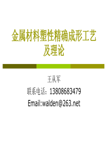 金属材料塑性精确成形工艺及理论