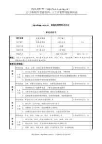 北大纵横-新丰化纤工艺设备管理部经理职务说明书