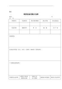 季度设备采购计划单