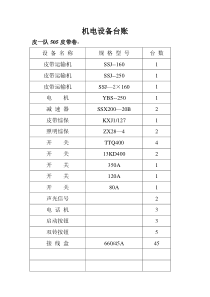 机电设备台账