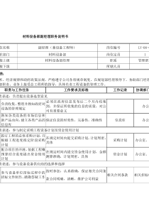 材料设备部副经理职务说明书