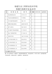 福建生态工程职业技术学校购置教学设备清单