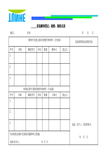 设备解体登记、检修、验收记录