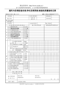 通风与空调设备安装（净化空调系统）检验批质量验收记录