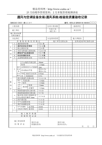 通风与空调设备安装（通风系统）检验批质量验收记录