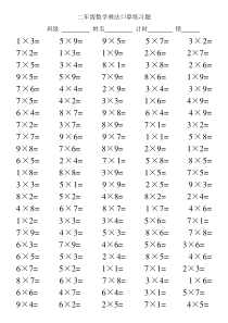二年级数学乘法口算练习题