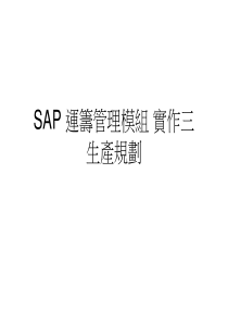 SAP运筹管理模组实作三生产规划