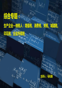 CPA《税法》马兆瑞 专题 生产企业-纳税人：增值税、消费税、关税、