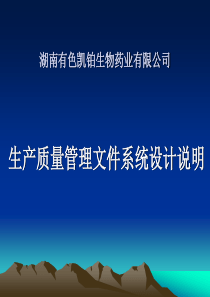 生产质量管理文件系统计培训资料