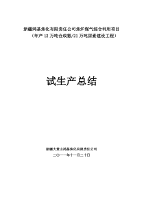 合成氨生产尿素装置试运行总结