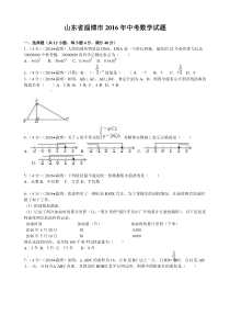 2016年山东省淄博市中考数学试题及答案(Word解析版)