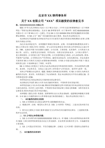 关于XX有限公司XXX项目融资的法律意见书