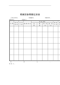 机械设备维修记录表