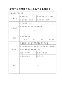 机械设备表