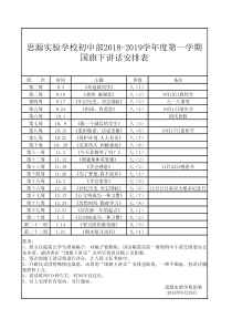 2018-2019学年度第一学期国旗下讲话安排表