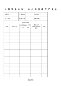 仪器设备检测、维护保养情况记录表格模板