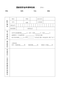 国家奖学金申请审批表(-学年)