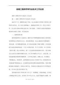 助理工程师评审专业技术工作总结