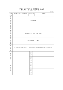 工程施工质量罚款通知单